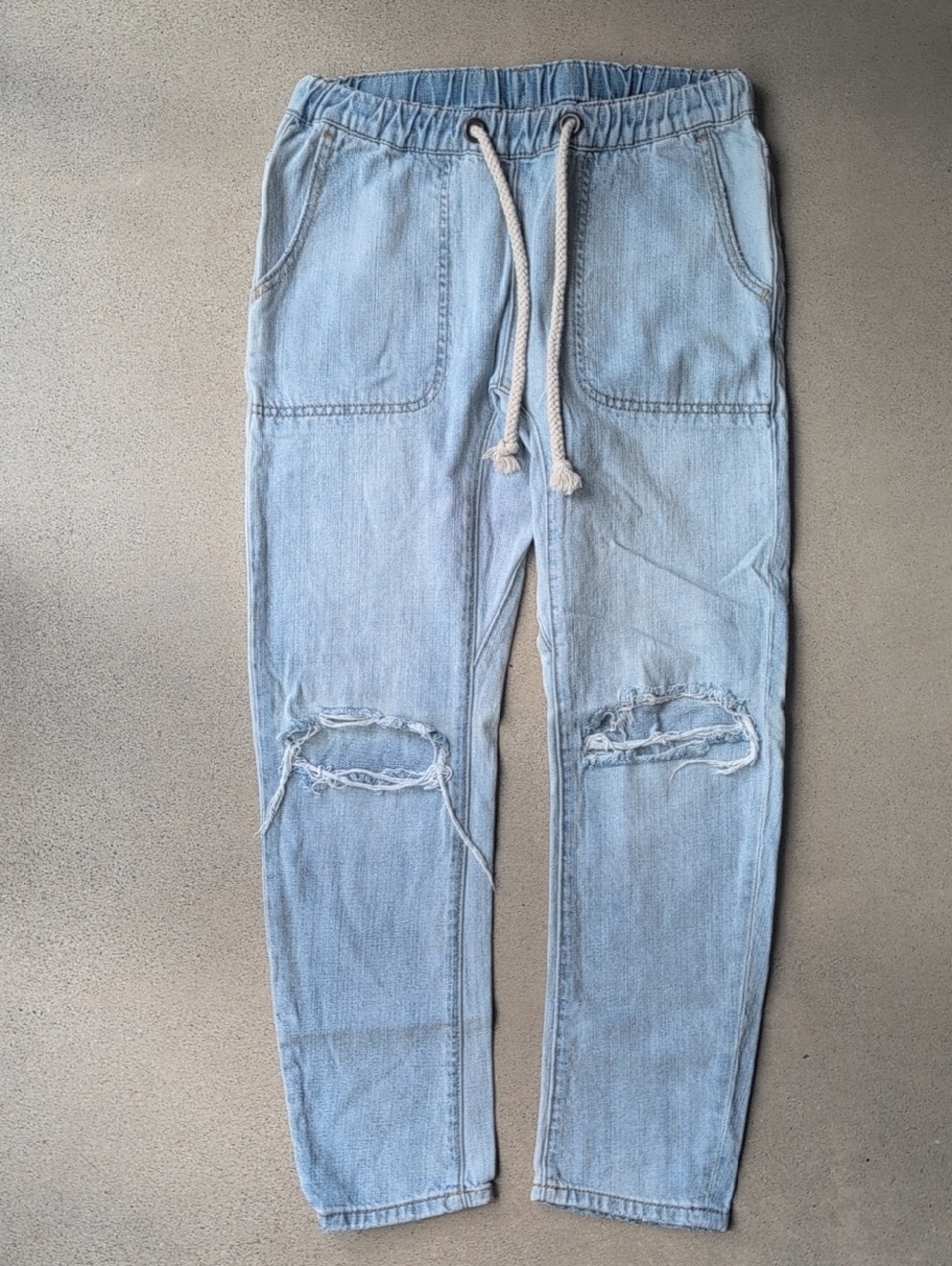 One Teaspoon luxe harem Light Blue Distressed Drawstring Jeans - xxs